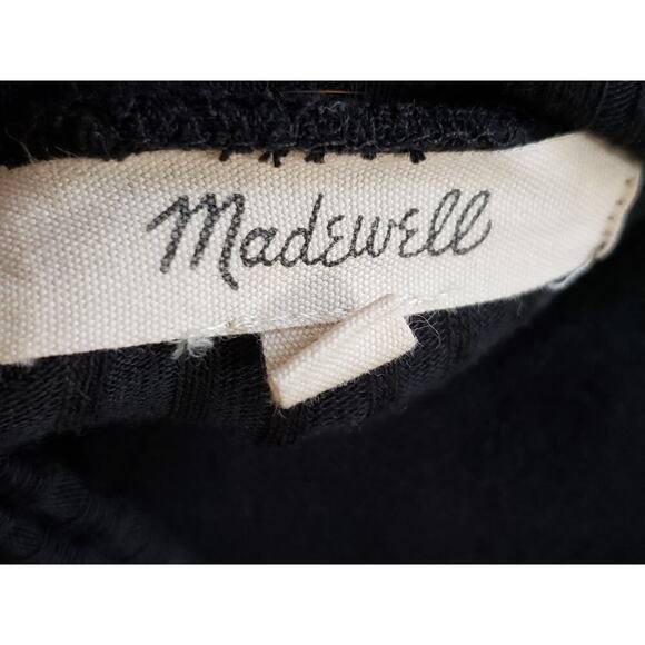 Madewell Top Blouse Women's Small Black Ribbed Long Sleeve Turtle Neck Pullover - Picture 3 of 10